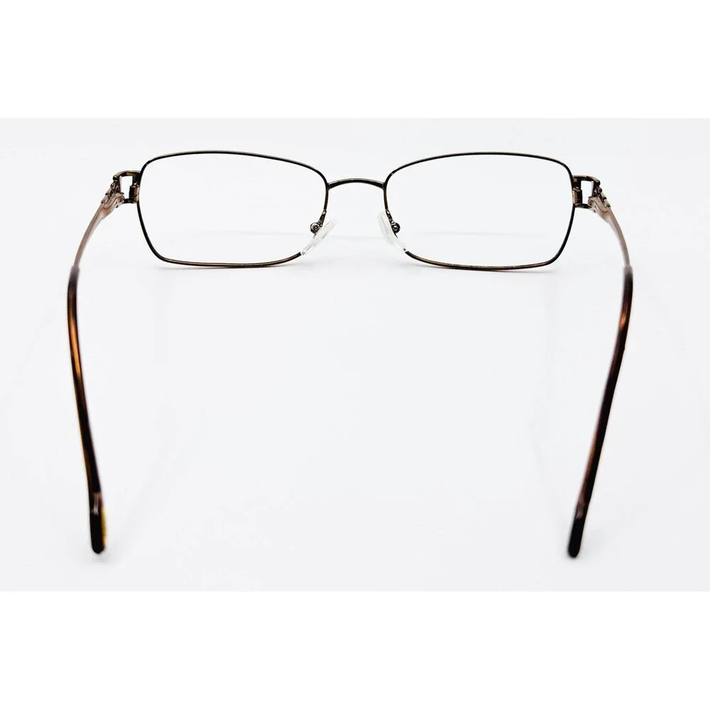 Safilo Eyeglasses Womens Brown Metal Rectangular Frame Italy 135